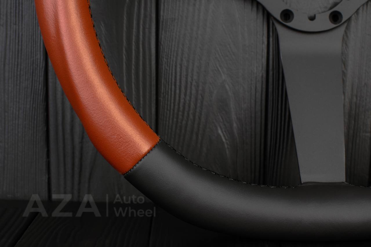 Steering wheel Chevrolet Corvette 1977-1982 C3 Black/Brown custom flat bottom - Image 5