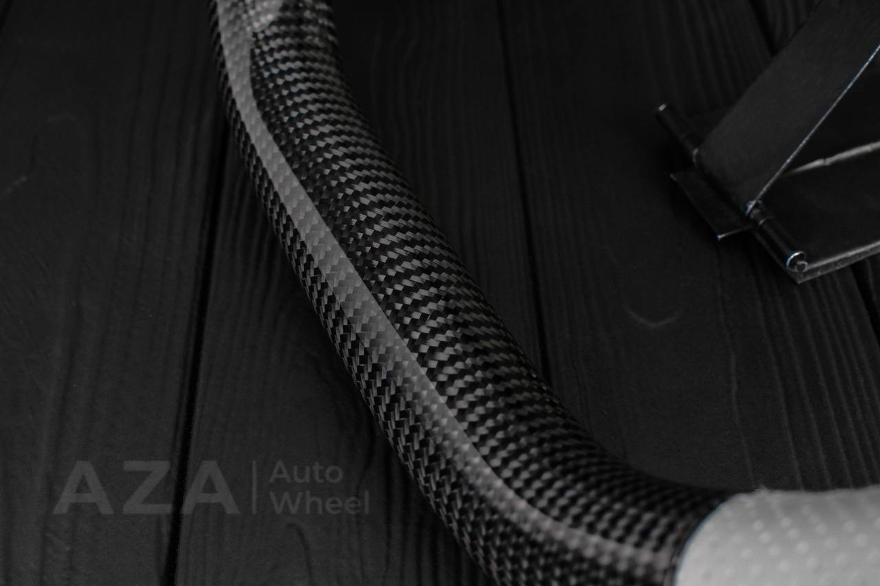 Steering wheel Square Body GM C/K/C10/C5/K5/K10/K20/K30 (1973-1987) Carbon fiber/Perforated leather/Gray stripe (can be any color stitching and stripe) - Image 5