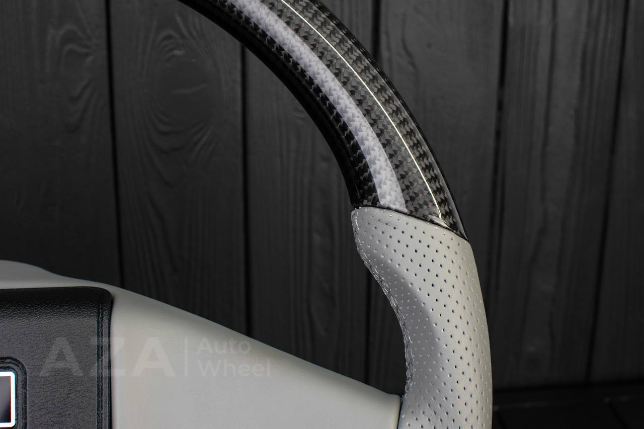 Steering wheel Square Body GM C/K/C10/C5/K5/K10/K20/K30 (1973-1987) Carbon fiber/Perforated leather/Gray stripe (can be any color stitching and stripe) - Image 16