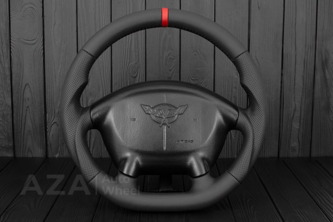 Steering wheel 1997-2004 Corvette C5 Reduced diameter Napa/Perforated leather/Red stripe