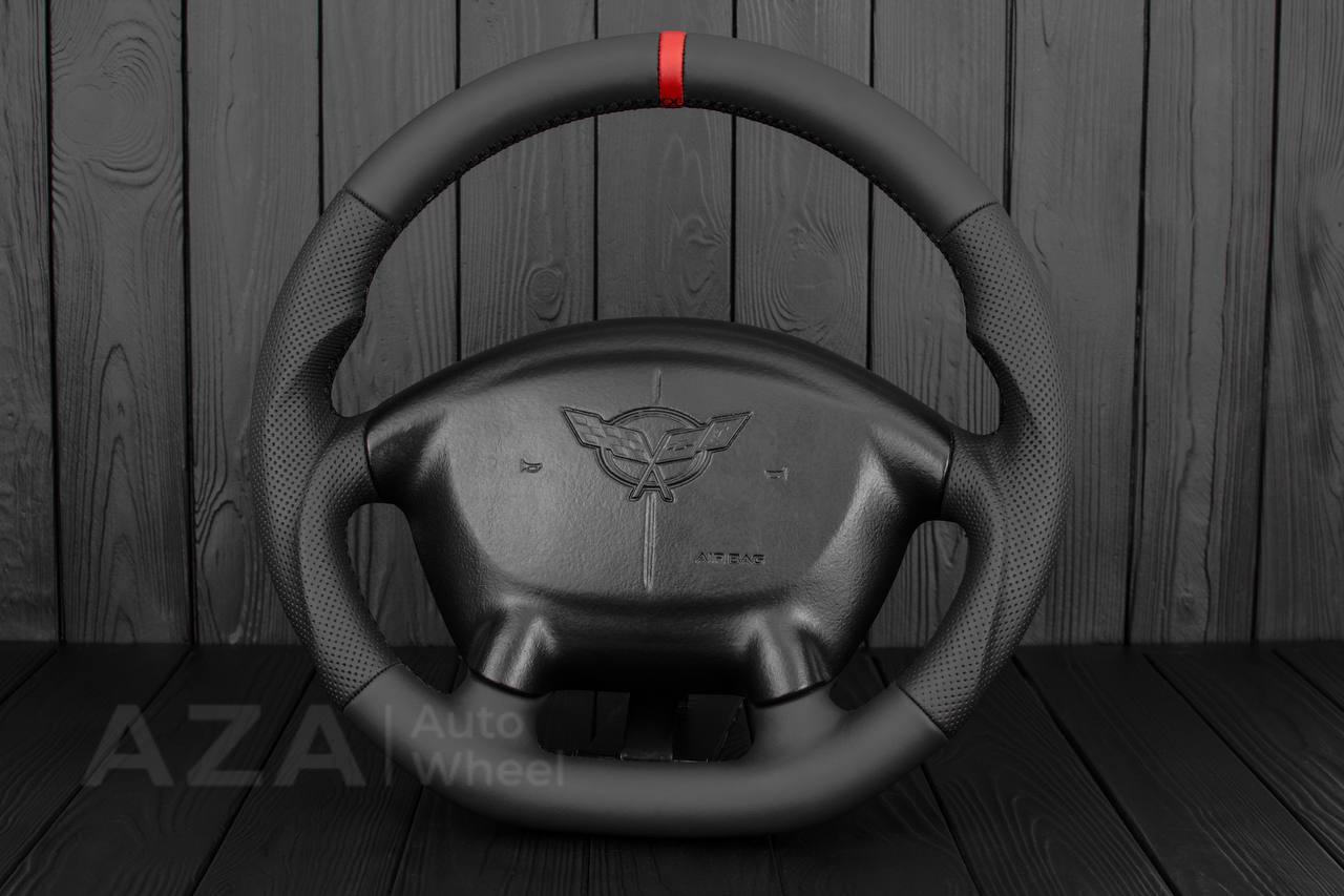 Steering wheel 1997-2004 Corvette C5 Reduced diameter Napa/Perforated leather/Red stripe - Image 3