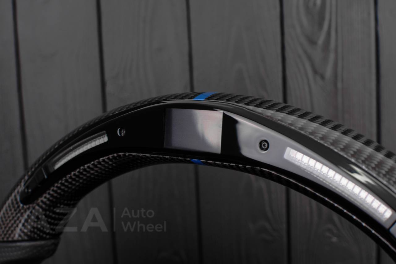 Steering wheel Ford F150/F250/F350 2015-2020 Carbon fiber/Perforated leather/Led screen/Blue stripe - Image 9