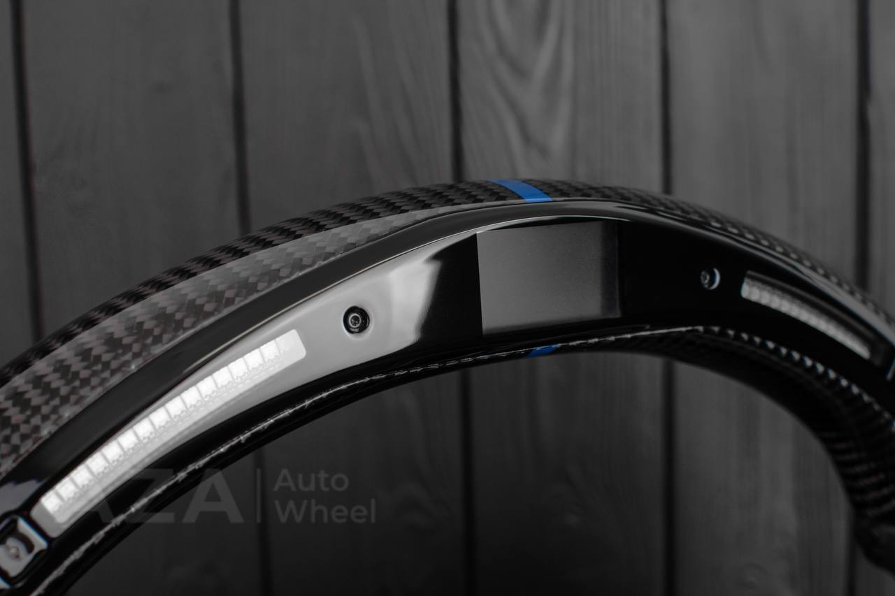 Steering wheel Ford F150/F250/F350 2015-2020 Carbon fiber/Perforated leather/Led screen/Blue stripe - Image 10