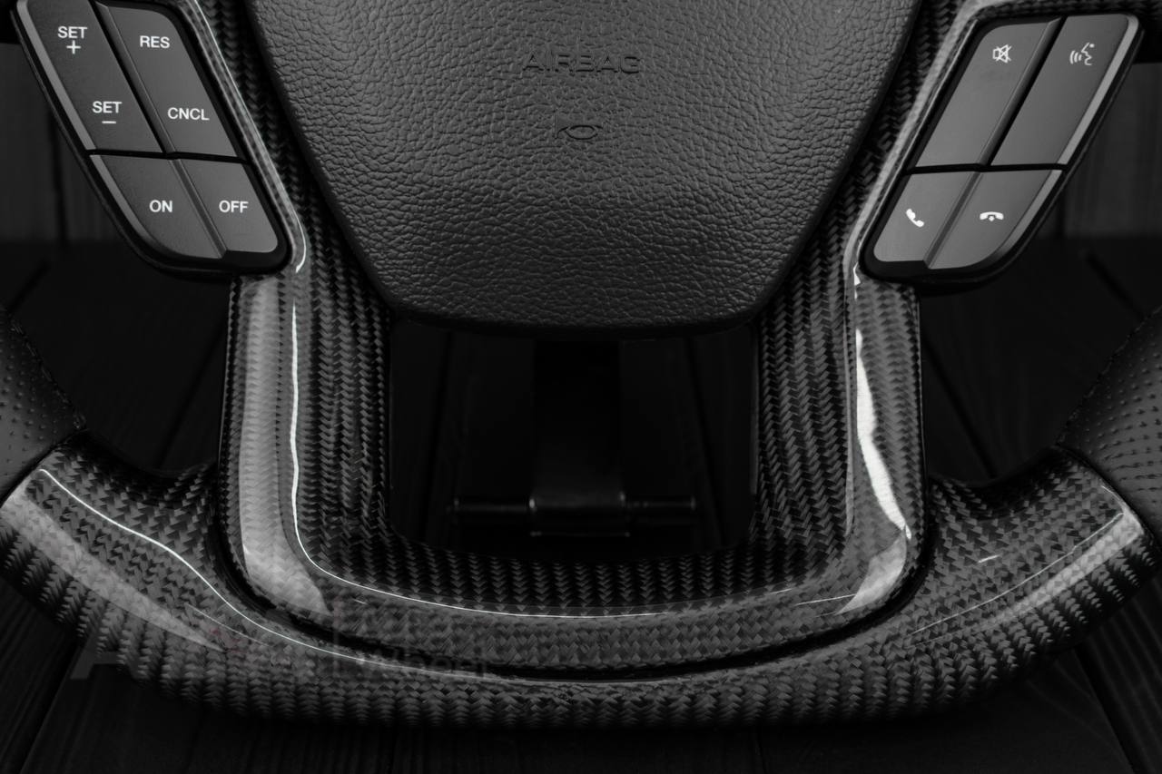 Steering wheel Ford F150/F250/F350 2015-2020 Carbon fiber/Perforated leather/Led screen/Blue stripe - Image 11