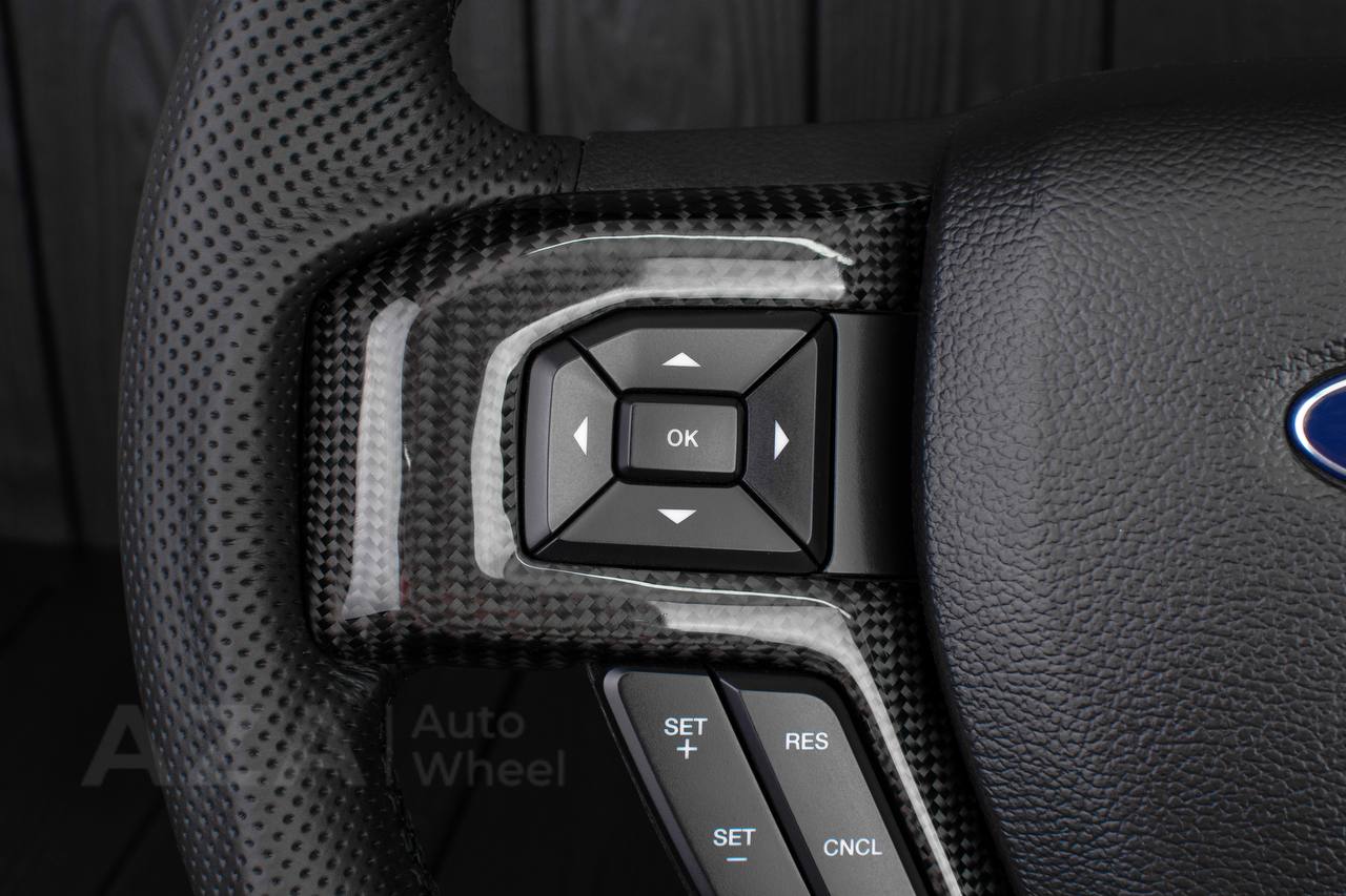 Steering wheel Ford F150/F250/F350 2015-2020 Carbon fiber/Perforated leather/Led screen/Blue stripe - Image 12