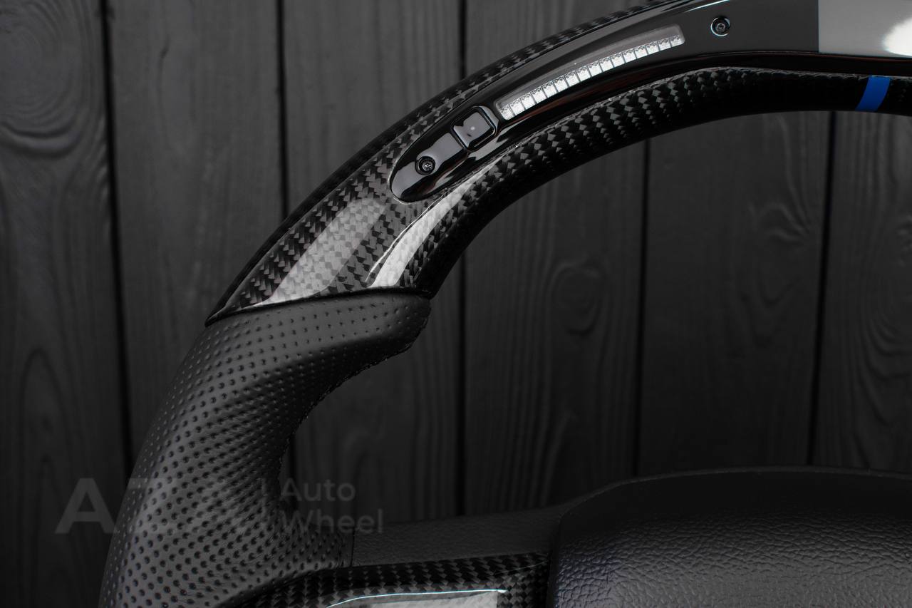 Steering wheel Ford F150/F250/F350 2015-2020 Carbon fiber/Perforated leather/Led screen/Blue stripe - Image 14