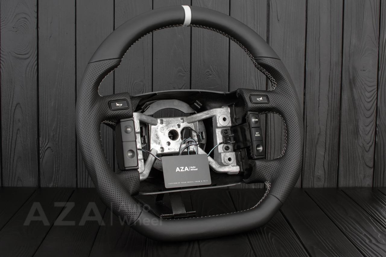 Steering wheel Ford F150/Bronco 1992-1996 Napa/Perforated leather/White details (can be any color stripe and stitch) - Image 3