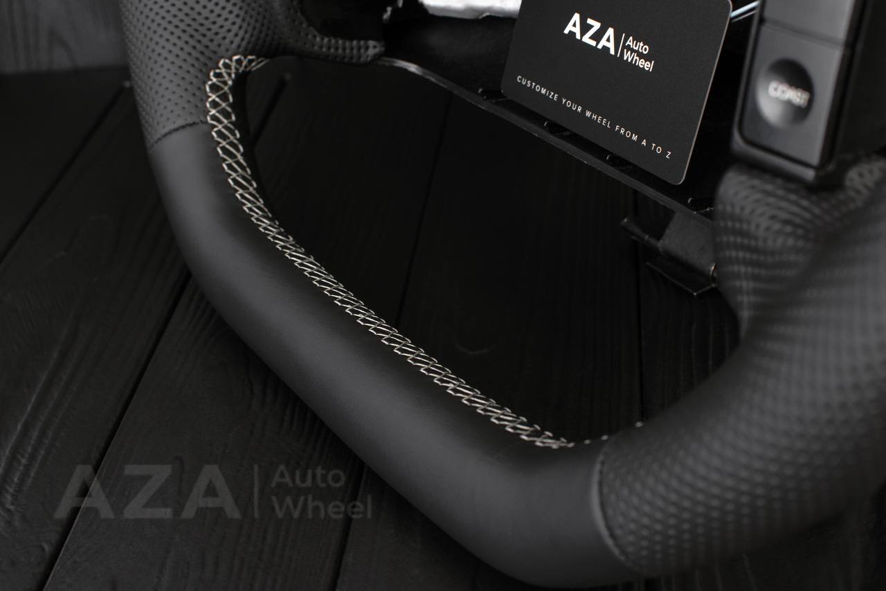 Steering wheel Ford F150/Bronco 1992-1996 Napa/Perforated leather/White details (can be any color stripe and stitch) - Image 5