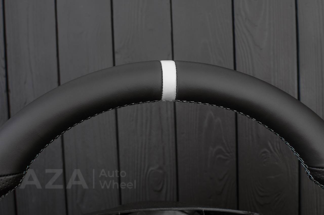 Steering wheel Ford F150/Bronco 1992-1996 Napa/Perforated leather/White details (can be any color stripe and stitch) - Image 6