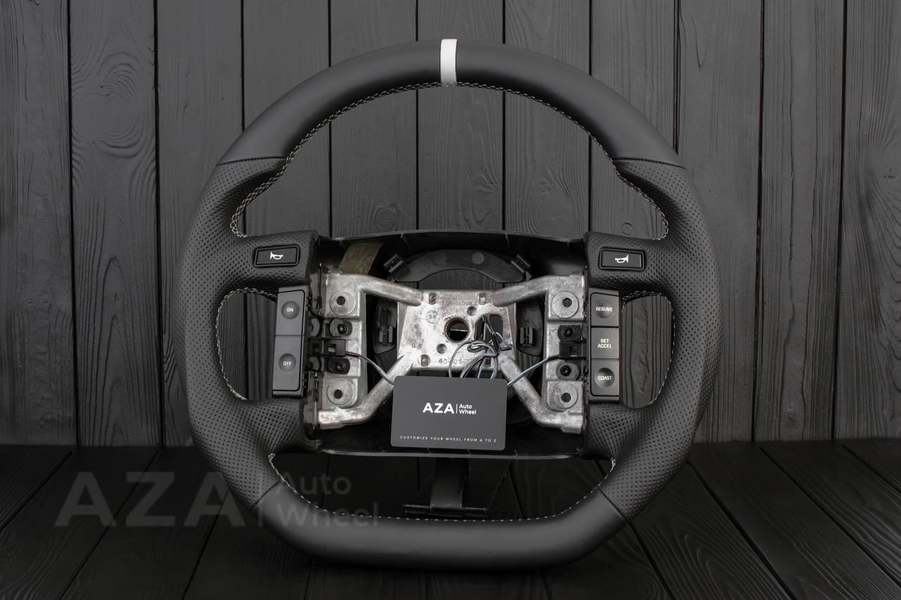 Steering wheel Ford F150/Bronco 1992-1996 Napa/Perforated leather/White details (can be any color stripe and stitch)