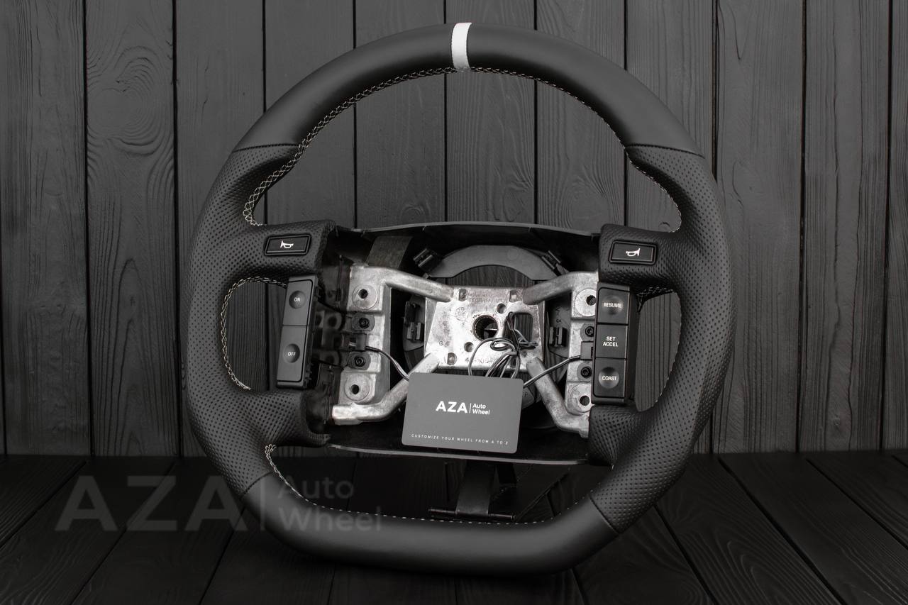 Steering wheel Ford F150/Bronco 1992-1996 Napa/Perforated leather/White details (can be any color stripe and stitch) - Image 4