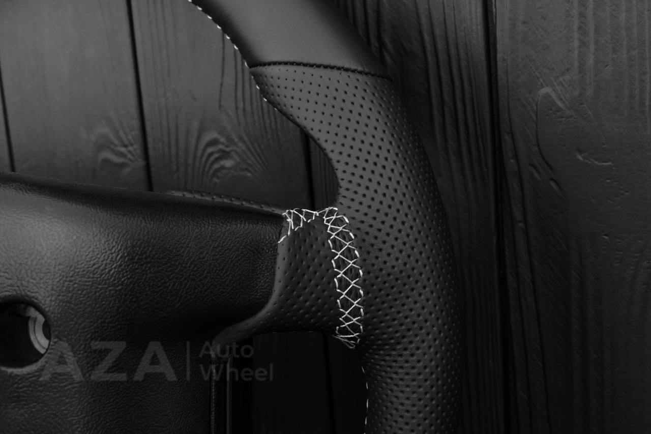 Steering wheel Ford F150/Bronco 1992-1996 Napa/Perforated leather/White details (can be any color stripe and stitch) - Image 11