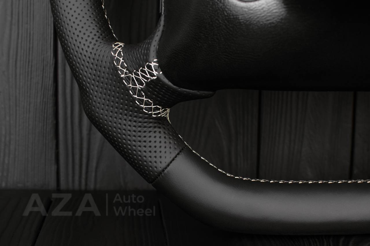 Steering wheel Ford F150/Bronco 1992-1996 Napa/Perforated leather/White details (can be any color stripe and stitch) - Image 14