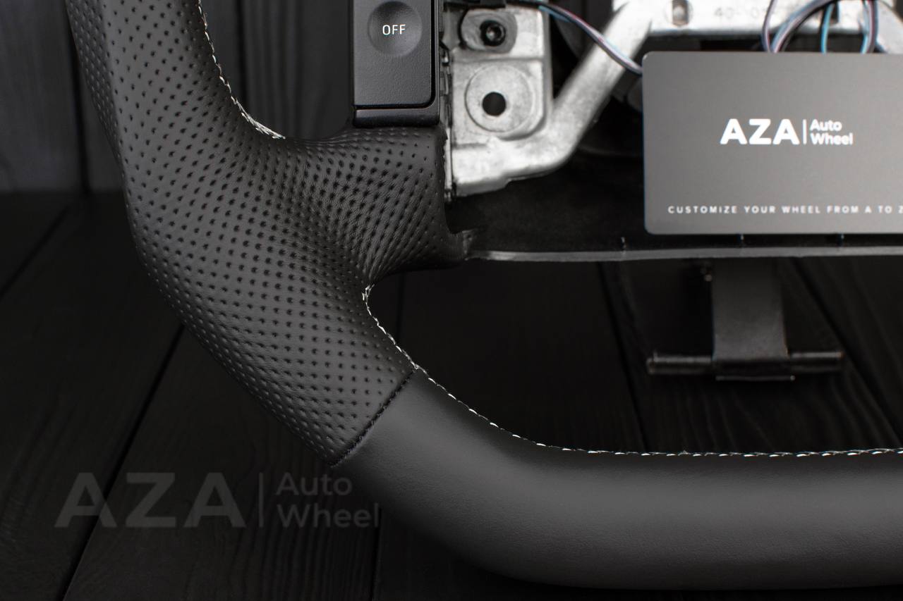 Steering wheel Ford F150/Bronco 1992-1996 Napa/Perforated leather/White details (can be any color stripe and stitch) - Image 15