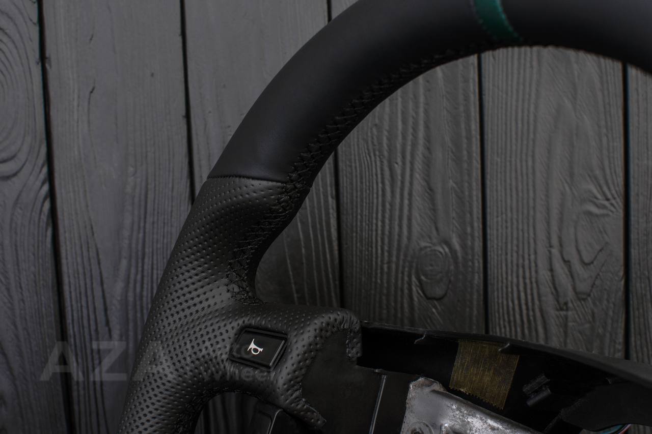 Steering wheel Ford F150/Bronco 1992-1996 Napa/Perforated leather/Green stripe (can be any color stripe and stitch) - Image 6