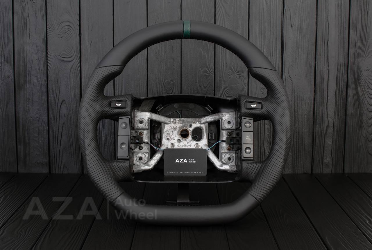 Steering wheel Ford F150/Bronco 1992-1996 Napa/Perforated leather/Green stripe (can be any color stripe and stitch)