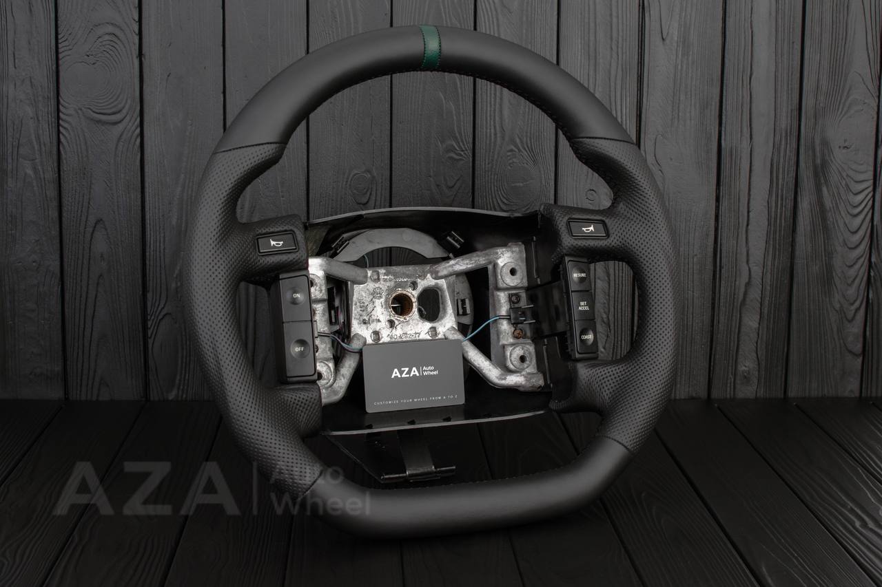 Steering wheel Ford F150/Bronco 1992-1996 Napa/Perforated leather/Green stripe (can be any color stripe and stitch) - Image 3