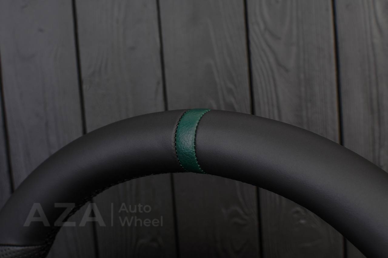 Steering wheel Ford F150/Bronco 1992-1996 Napa/Perforated leather/Green stripe (can be any color stripe and stitch) - Image 9