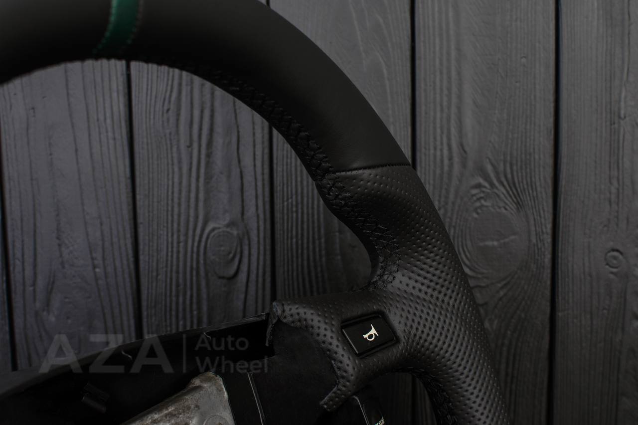 Steering wheel Ford F150/Bronco 1992-1996 Napa/Perforated leather/Green stripe (can be any color stripe and stitch) - Image 12