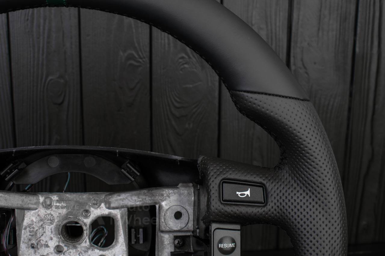 Steering wheel Ford F150/Bronco 1992-1996 Napa/Perforated leather/Green stripe (can be any color stripe and stitch) - Image 15