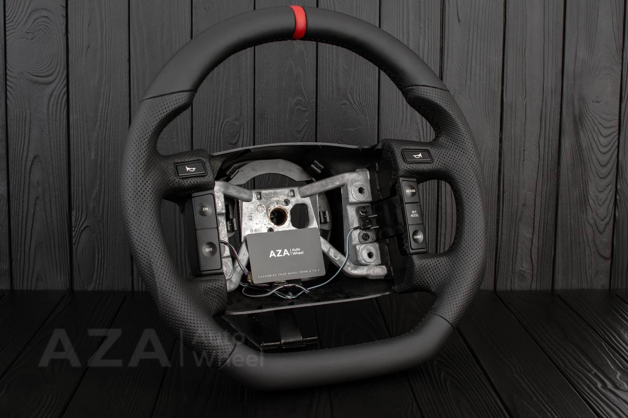 Steering wheel Ford F150/Bronco 1992-1996 (can be any color stripe and stitch) Napa/Perforated leather red stripe - Image 4