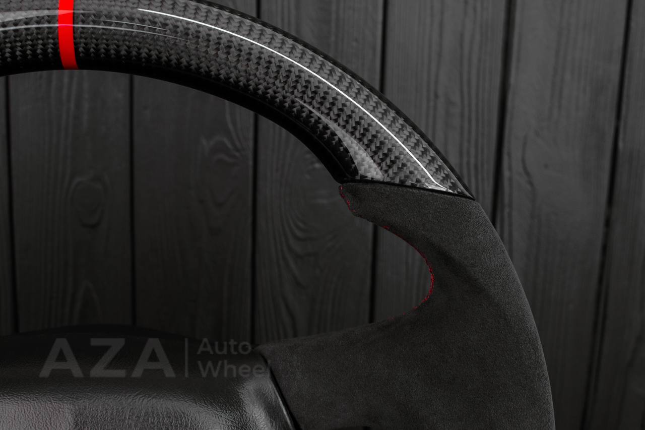Steering wheel GM Silverado, Sierra, Escalade, Yukon, S10, Blazer, Tahoe, Suburban (1998-2002) Carbon fiber/Alcantara/Red details - Image 5