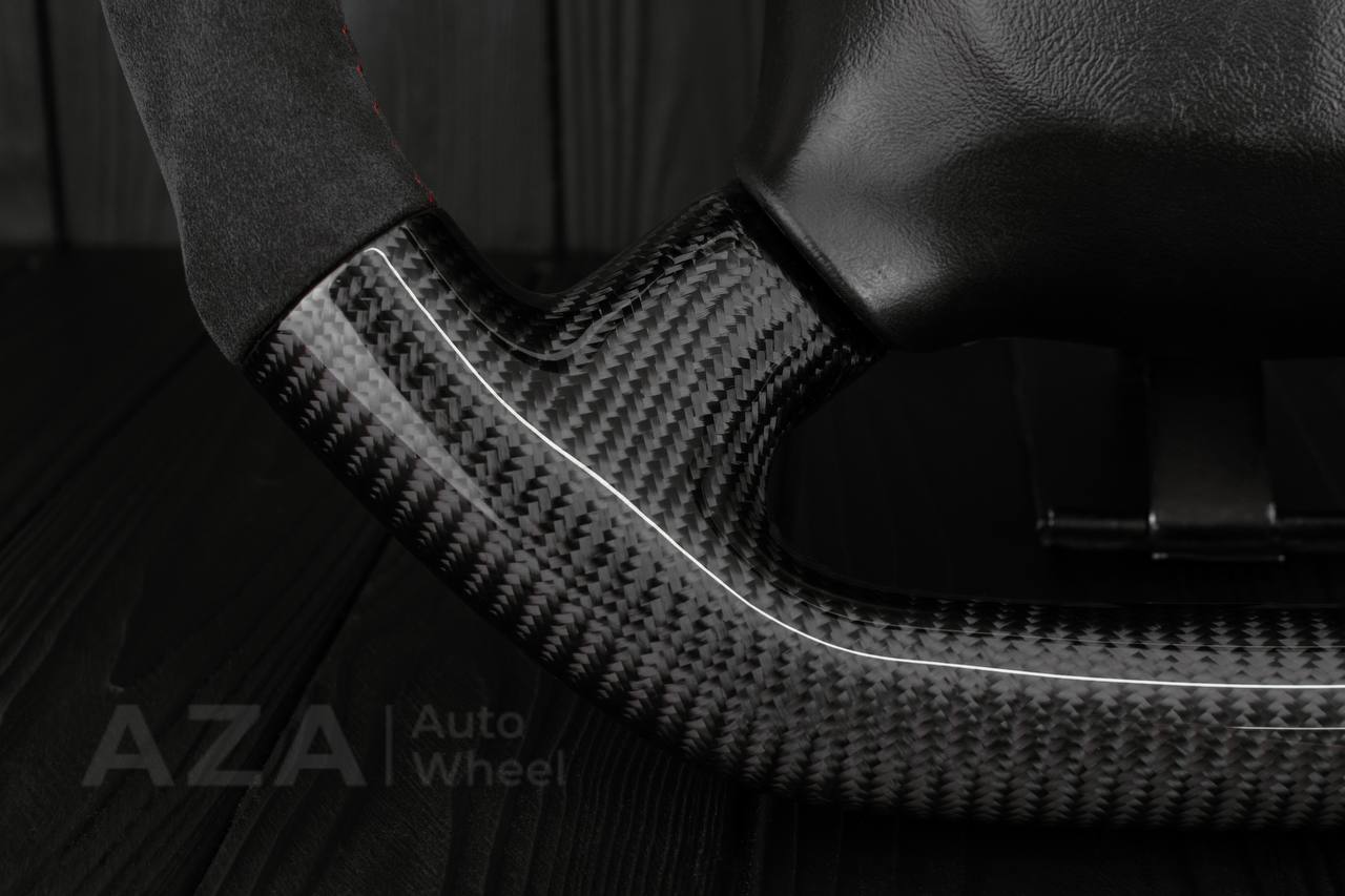 Steering wheel GM Silverado, Sierra, Escalade, Yukon, S10, Blazer, Tahoe, Suburban (1998-2002) Carbon fiber/Alcantara/Red details - Image 7