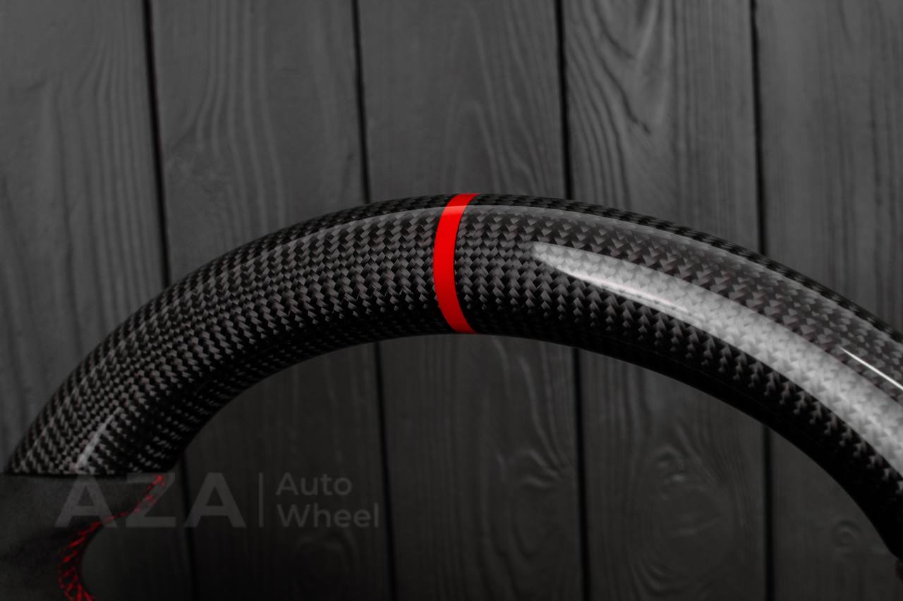 Steering wheel GM Silverado, Sierra, Escalade, Yukon, S10, Blazer, Tahoe, Suburban (1998-2002) Carbon fiber/Alcantara/Red details - Image 14