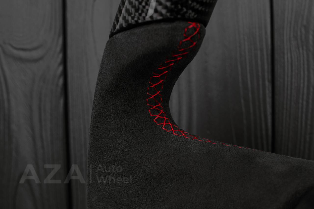 Steering wheel GM Silverado, Sierra, Escalade, Yukon, S10, Blazer, Tahoe, Suburban (1998-2002) Carbon fiber/Alcantara/Red details - Image 16