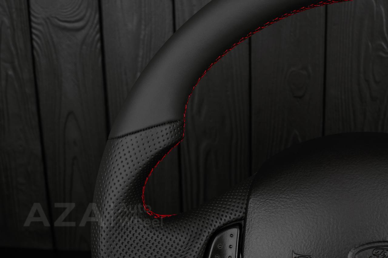 Steering wheel Ford F150/F250/F350 97-2007 Napa/Perforated leather/Red details (can be any color per request) - Image 7
