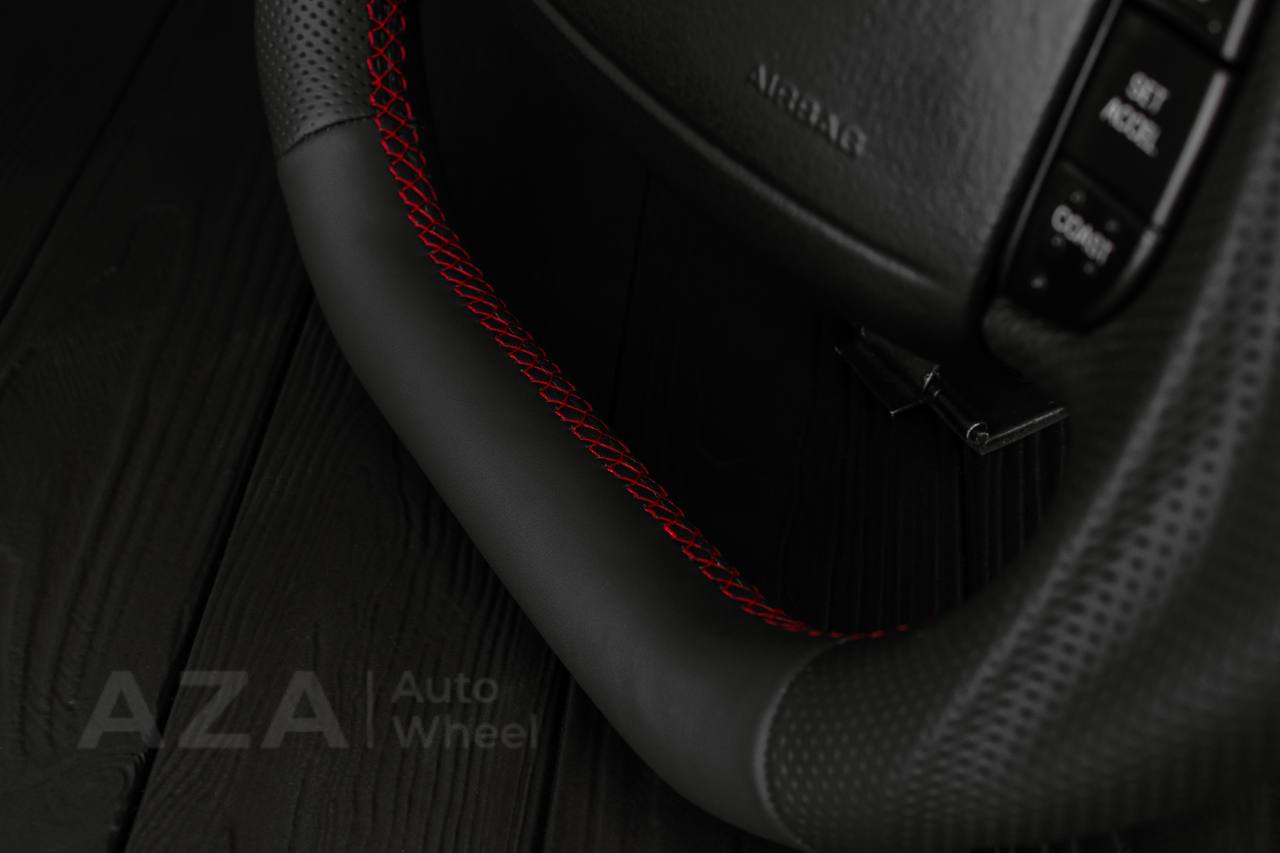 Steering wheel Ford F150/F250/F350 97-2007 Napa/Perforated leather/Red details (can be any color per request) - Image 8