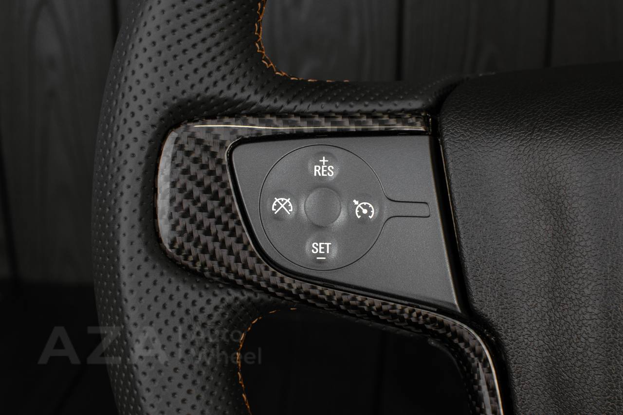 Steering wheel GMC Sierra/Silverado/Denali/Yukon 2014-2018 Carbon fiber/Perforated leather/Carbon trims/Copper-Bronze details - Image 11
