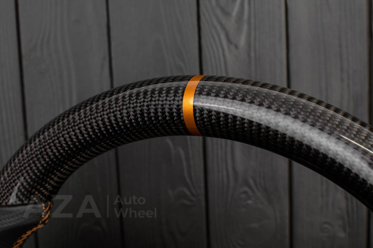Steering wheel GMC Sierra/Silverado/Denali/Yukon 2014-2018 Carbon fiber/Perforated leather/Carbon trims/Copper-Bronze details - Image 13