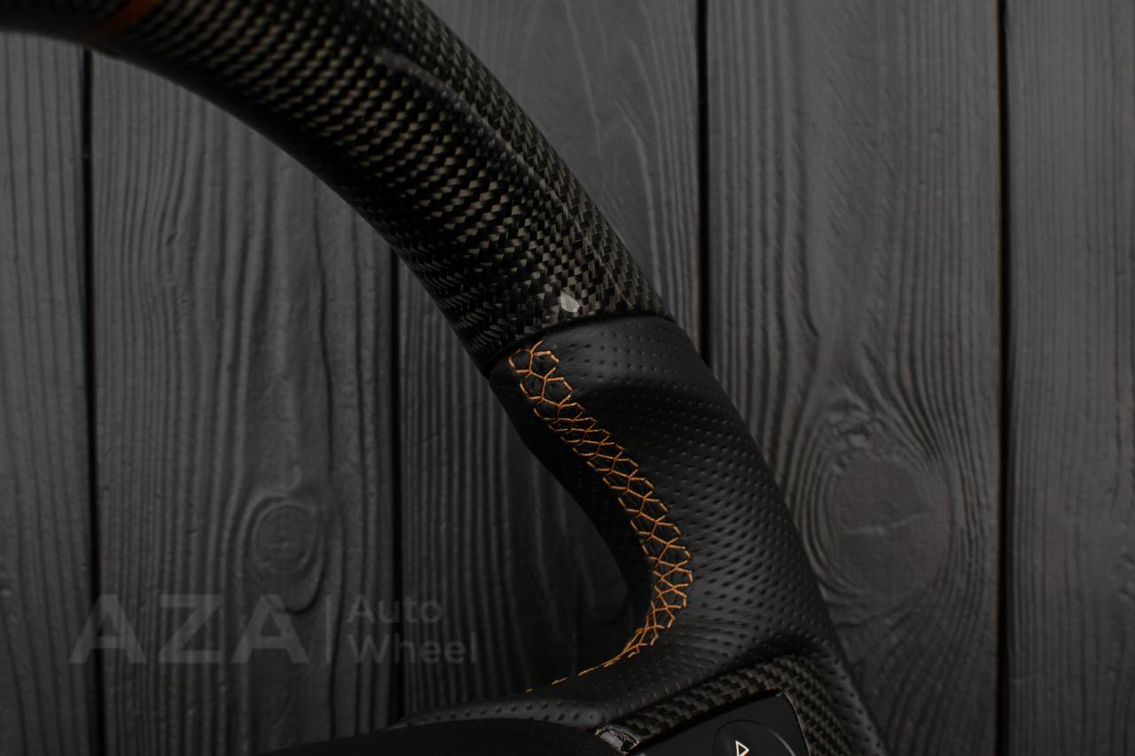 Steering wheel GMC Sierra/Silverado/Denali/Yukon 2014-2018 Carbon fiber/Perforated leather/Carbon trims/Copper-Bronze details - Image 16