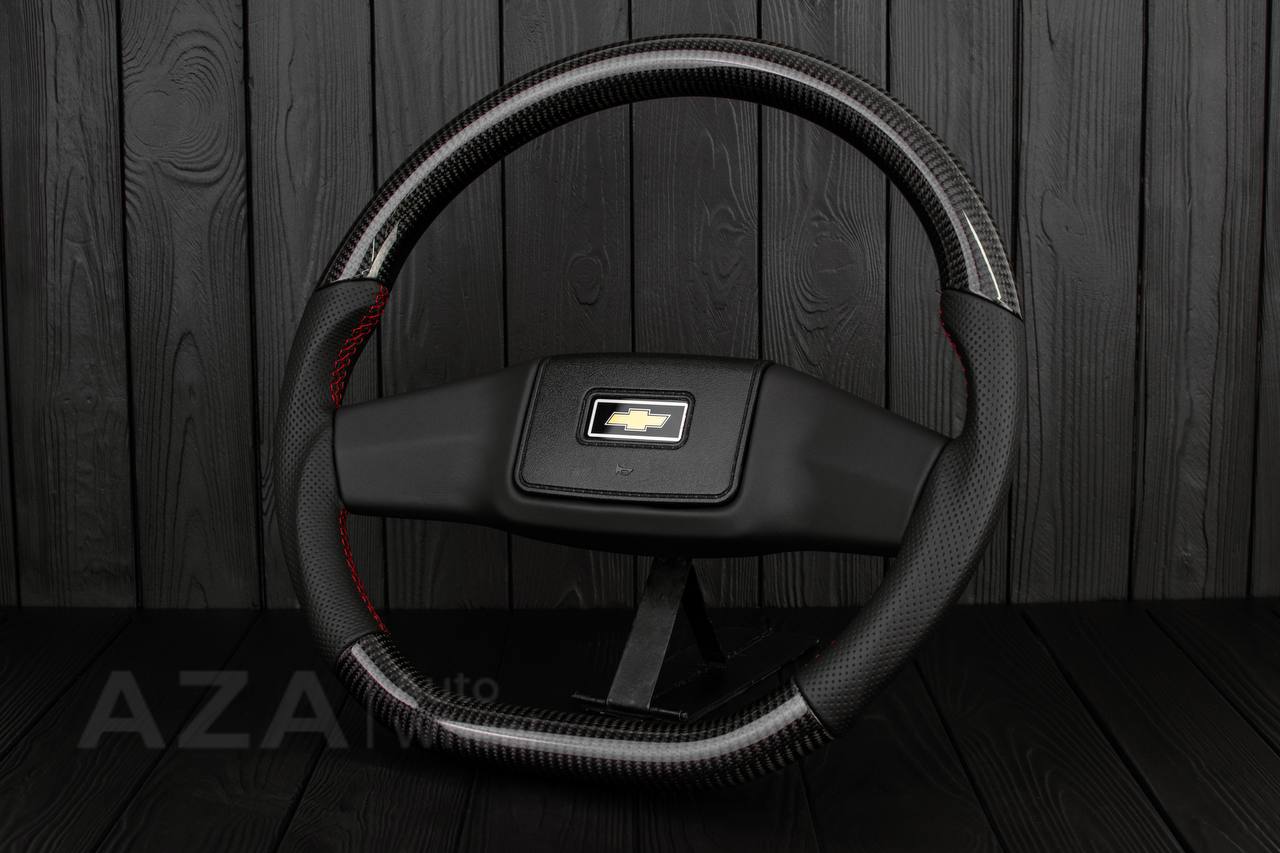 Steering wheel Square Body GM C/K/C10/C5/K5/K10/K20/K30 (1973-1987) Carbon fiber/Perforated leather (can be any color stitching and stripe) - Image 7