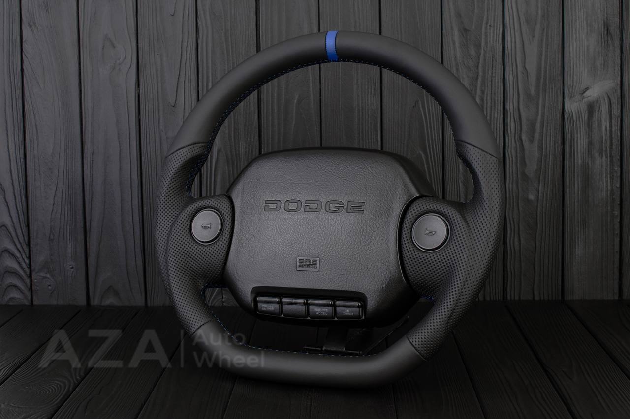 Steering wheel DODGE RAM 1994-1997 Napa italian leather/blue details (can be any color) - Image 4
