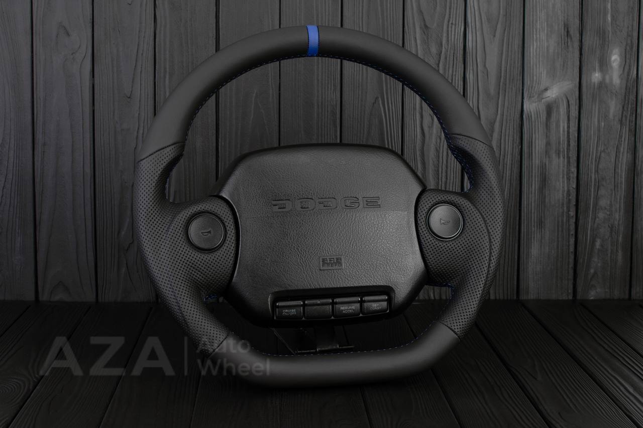 Steering wheel DODGE RAM 1994-1997 Napa italian leather/blue details (can be any color) - Image 3