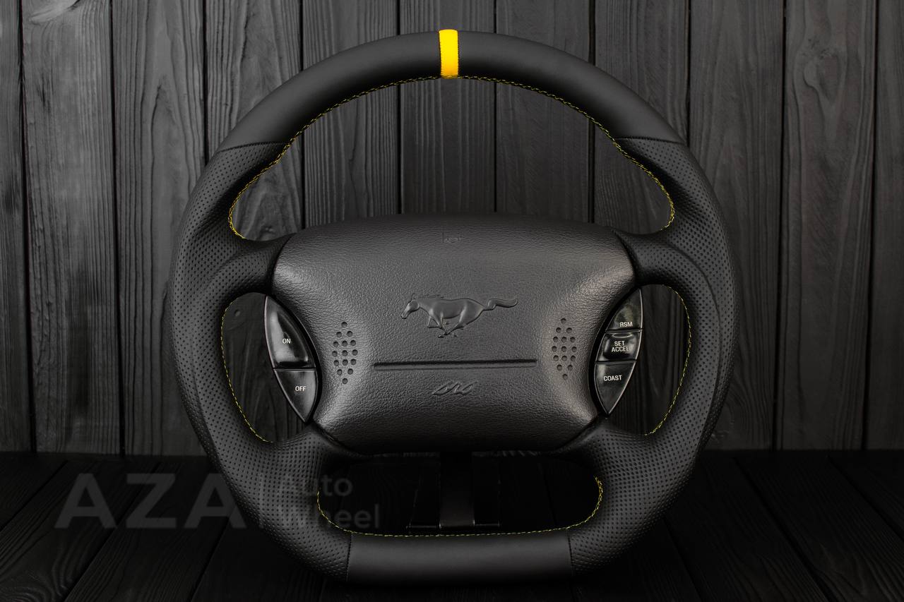 Steering wheel Ford Mustang GT Cobra 94-04 Napa/Perforated leather/Yellow details