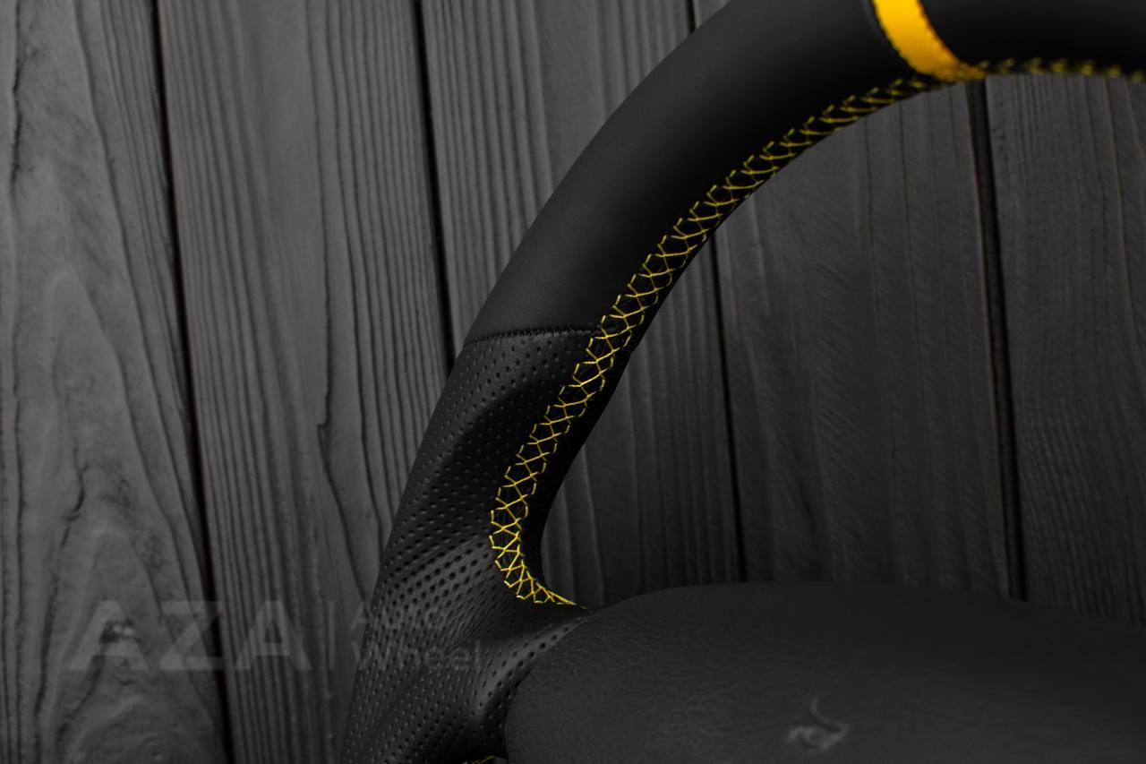 Steering wheel Ford Mustang GT Cobra 94-04 Napa/Perforated leather/Yellow details - Image 5
