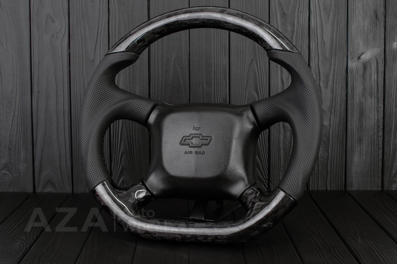 Steering wheel 98-2002 GM Silverado, Sierra, Escalade , Yukon, S10, Blazer, Tahoe, Suburban Forged Carbon fiber/Genuine leather - Image 3