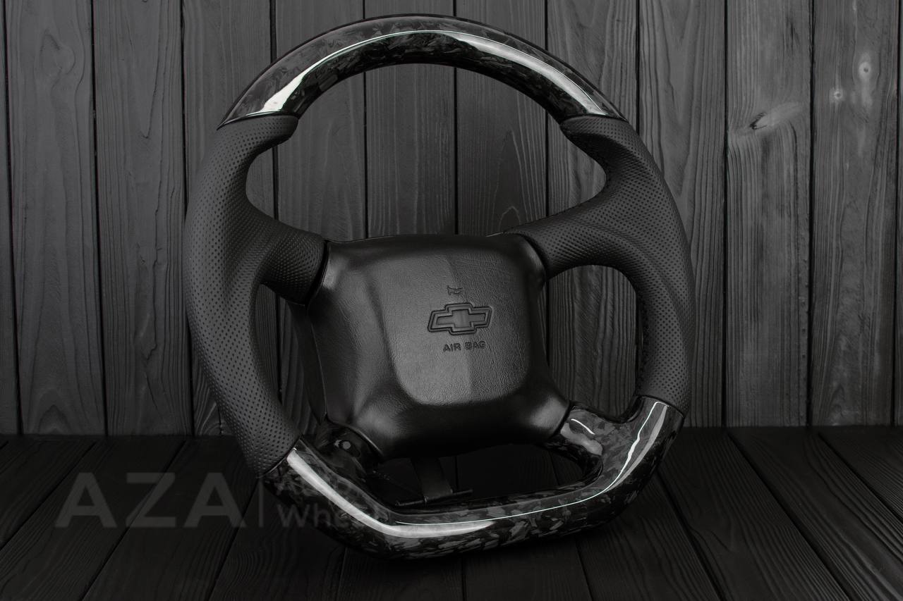 Steering wheel 98-2002 GM Silverado, Sierra, Escalade , Yukon, S10, Blazer, Tahoe, Suburban Forged Carbon fiber/Genuine leather - Image 4