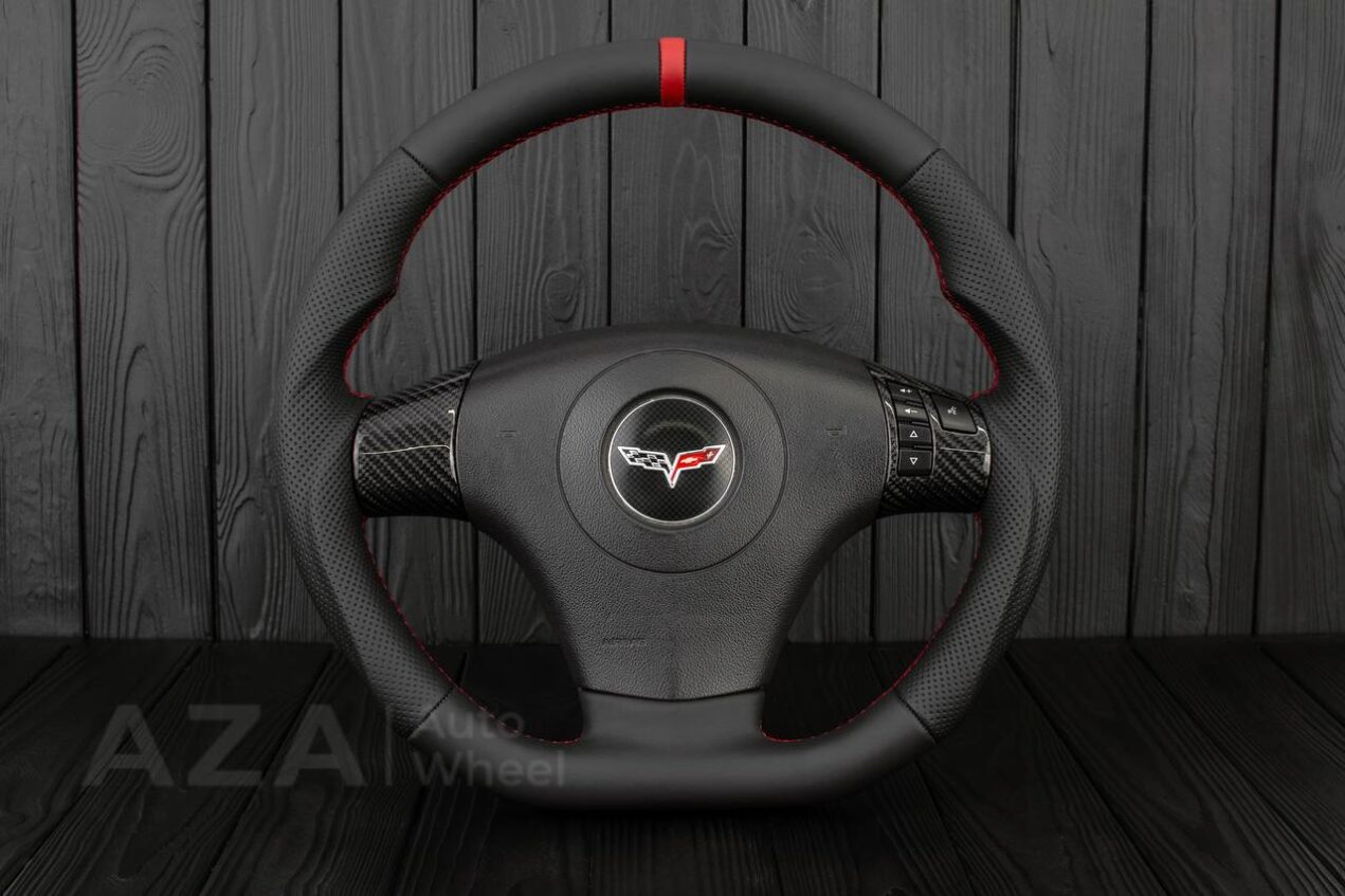 Steering wheel Corvette C6 2006-2011 Carbon fiber trim/Napa/Red details