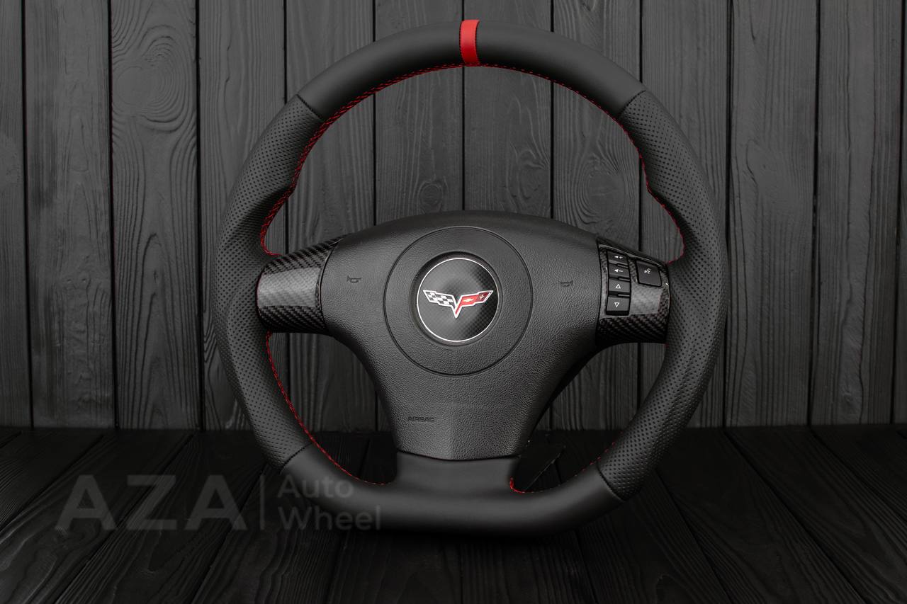 Steering wheel Corvette C6 2006-2011 Carbon fiber trim/Napa/Red details - Image 3