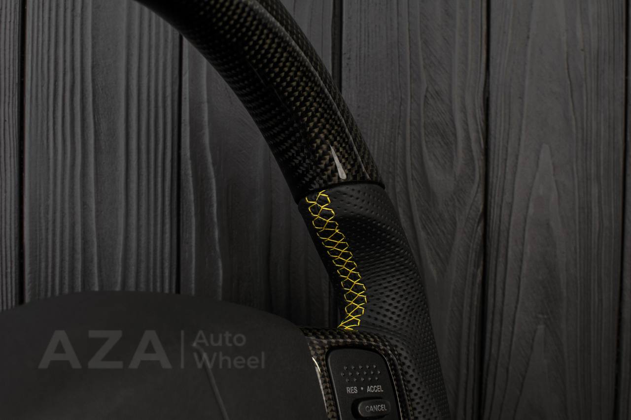 Steering wheel Dodge 2004-2008 RAM Carbon fiber/Perforated leather /Yellow details - Image 8
