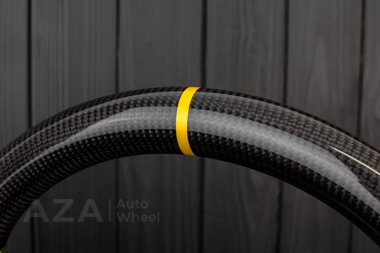 Steering wheel Dodge 2004-2008 RAM Carbon fiber/Perforated leather /Yellow details - Image 9