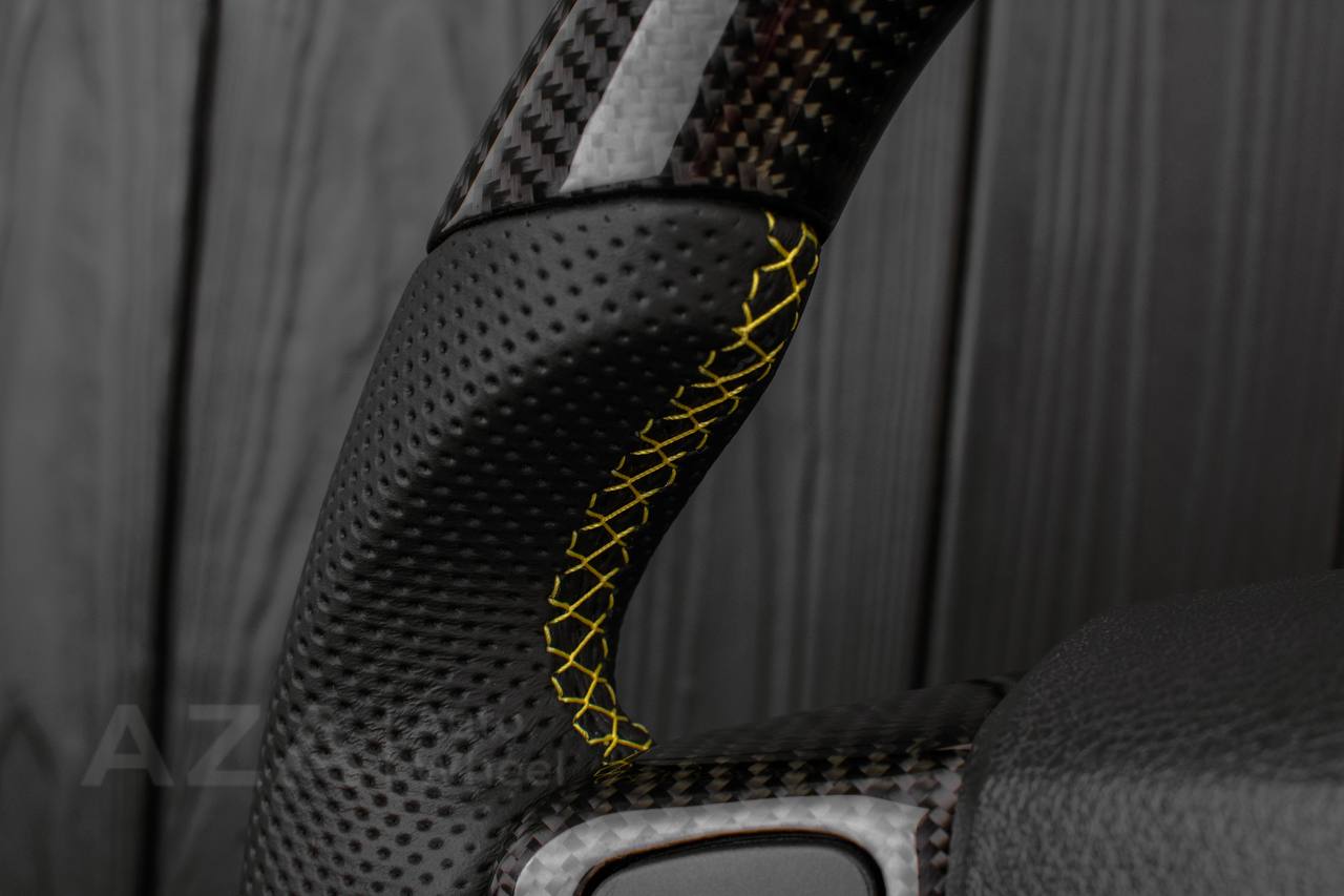 Steering wheel Dodge 2004-2008 RAM Carbon fiber/Perforated leather /Yellow details - Image 11