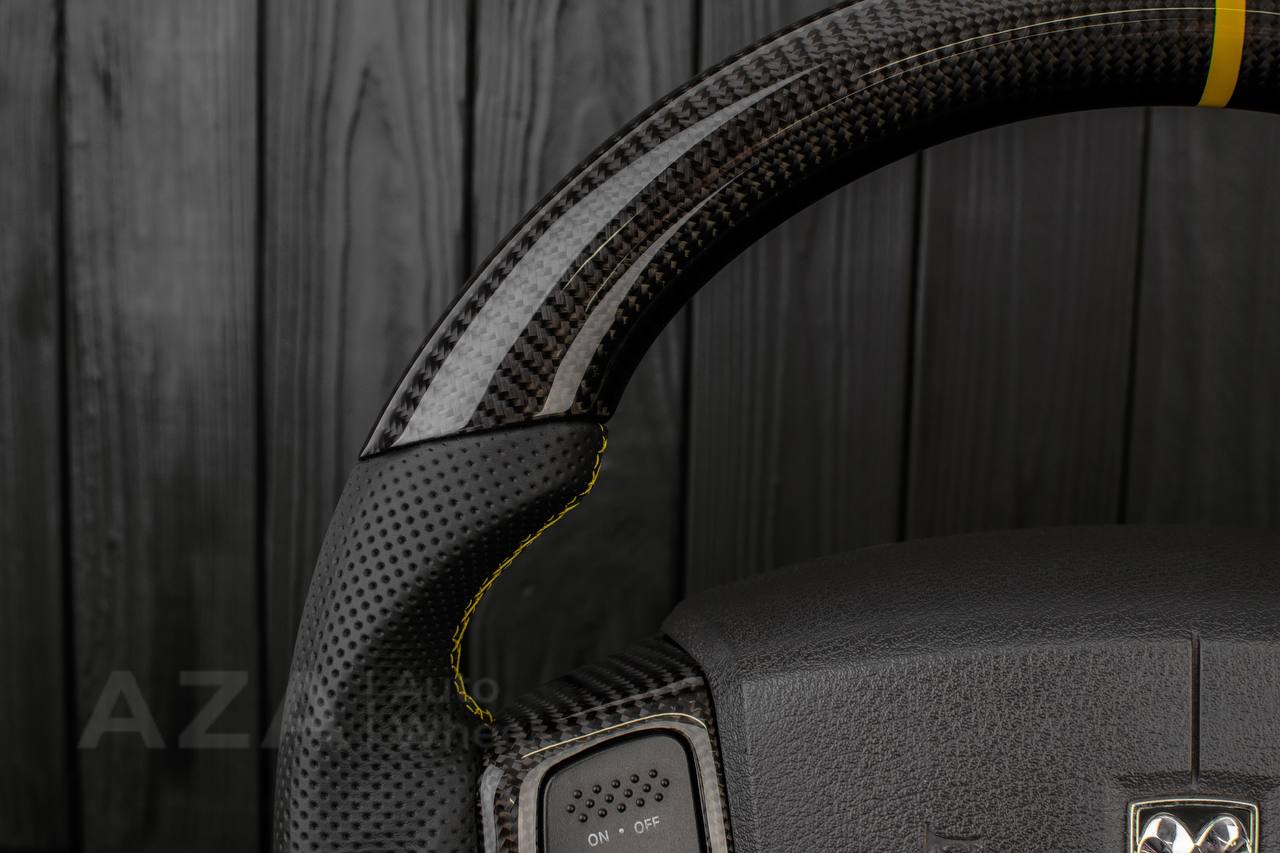 Steering wheel Dodge 2004-2008 RAM Carbon fiber/Perforated leather /Yellow details - Image 16