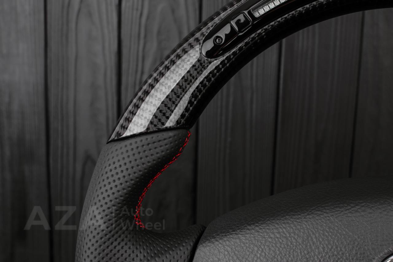 Steering wheel 2005-2011 Toyota 4Runner/Tacoma/Tundra Сarbon fiber/Perforated leather/Led display/Red details (can be any color) - Image 15