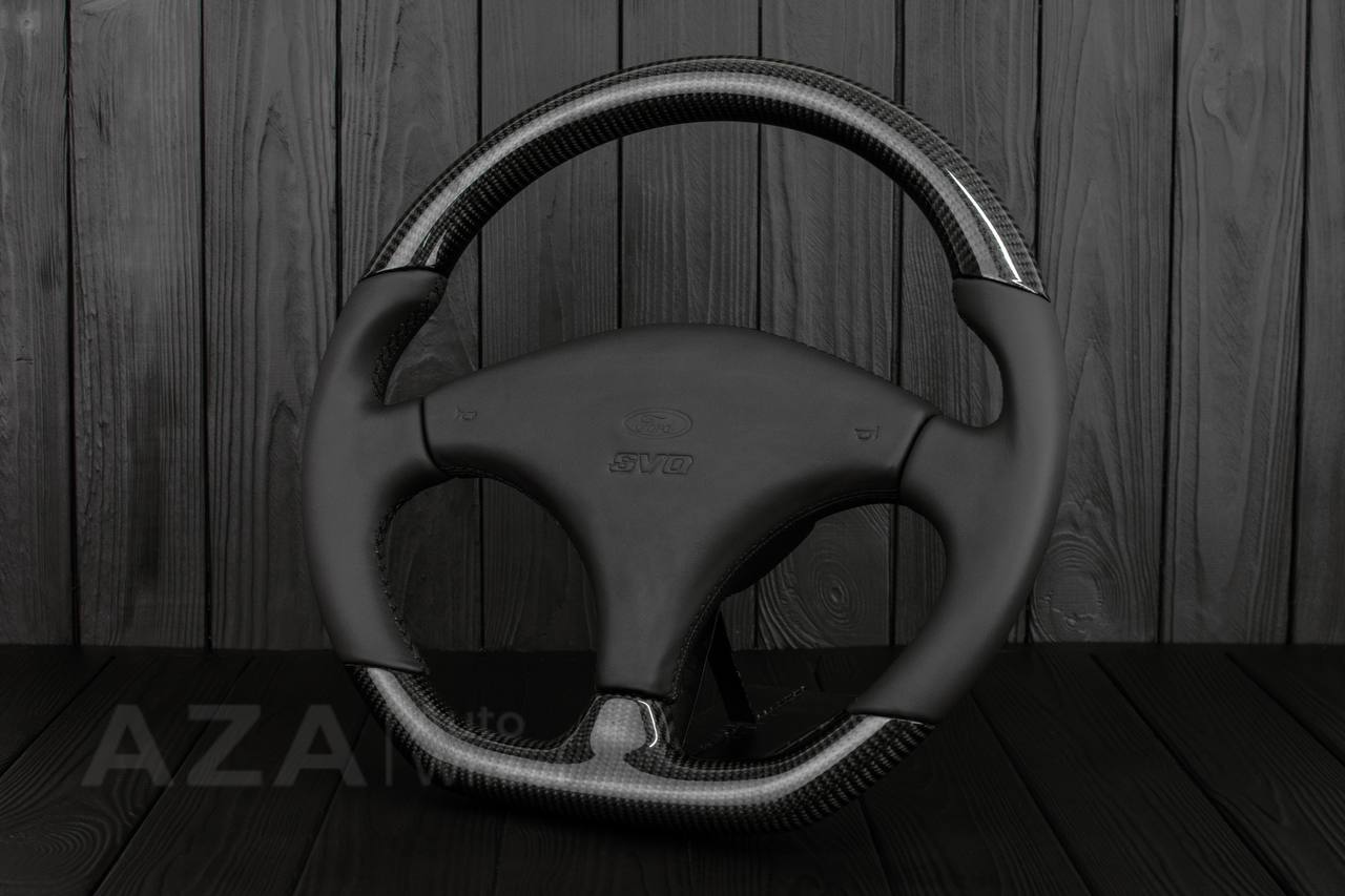 Steering wheel Ford Mustang Fox body SVO Carbon fiber/Italian leather/Flat bottom ($300 will be refunded after you send in your old wheel+horn pad afterwards) - Image 3