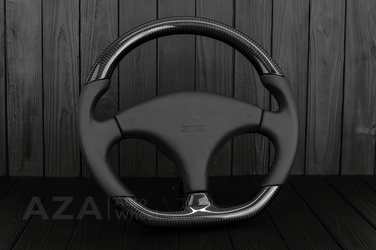 Steering wheel Ford Mustang Fox body SVO Carbon fiber/Italian leather/Flat bottom ($300 will be refunded after you send in your old wheel+horn pad afterwards) - Image 5